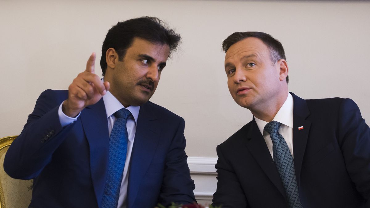 Emir Kataru Tamim bin Hamad Al Thani podczas spotkania z prezydentem Andrzejem Dudą, Warszawa, 2017 rok