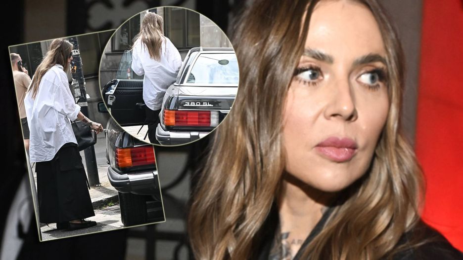 Maja Sablewska zostawiła samochód na zasadzie (fot. AKPA, paparazzi)