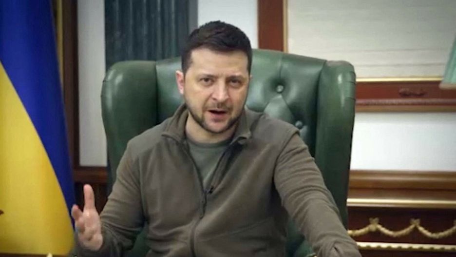 TemporaryThis handout video grab taken and released by the Ukraine Presidency press service on March 12, 202,2 shows Ukrainian President Volodymyr Zelensky speaking in capital Kyiv. - The mayor of southern Ukraine's Melitopol was kidnapped by Russian soldiers occupying the city, President Volodymyr Zelensky and Ukrainian officials said. In the same address Volodymyr Zelensky called on the mothers of Russian soldiers to prevent their sons being sent to war in Ukraine. (Photo by Handout / UKRAINE PRESIDENCY / AFP) / RESTRICTED TO EDITORIAL USE - MANDATORY CREDIT "AFP PHOTO /UKRAINIAN PRESIDENCY PRESS OFFICE " - NO MARKETING - NO ADVERTISING CAMPAIGNS - DISTRIBUTED AS A SERVICE TO CLIENTSHANDOUT