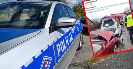 Czołowe zderzenie dwóch aut. Ucierpiały dzieci
