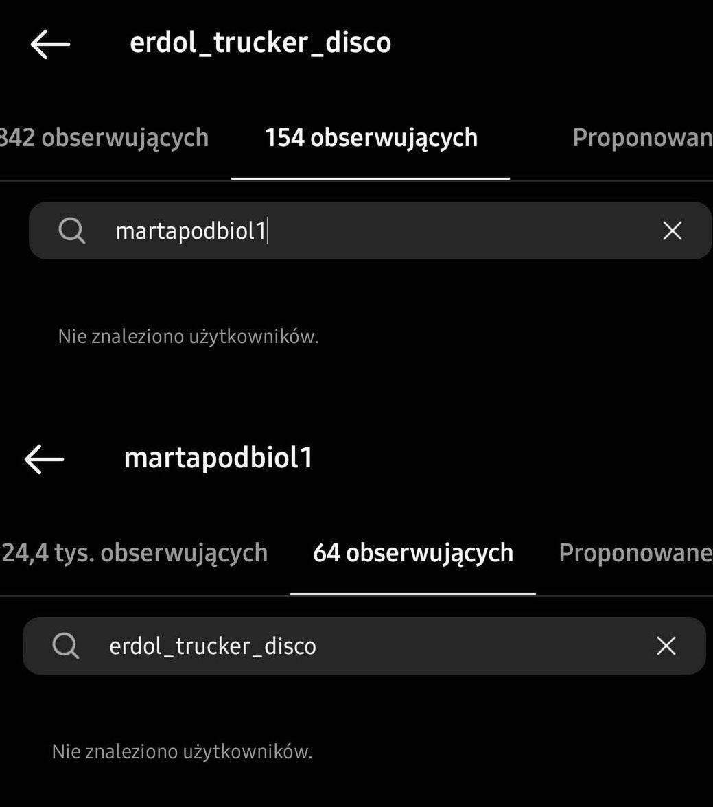 Marta i Maciej nie obserwują się na Instagramie