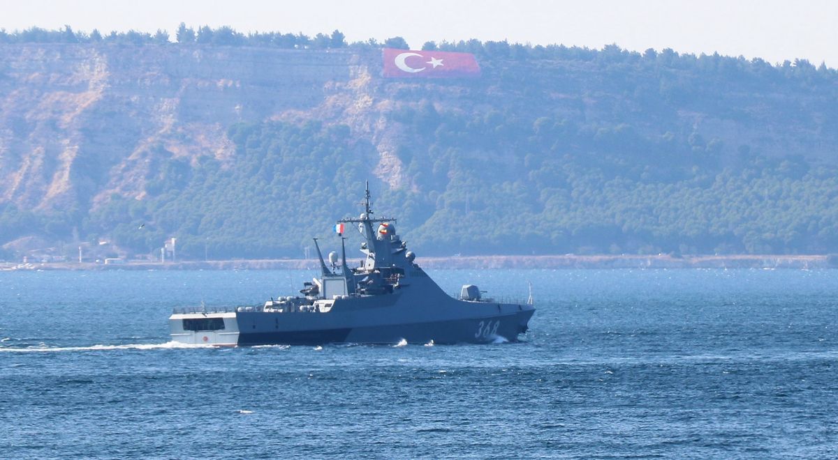 Na zdjęciu rosyjski okręt patrolowy "Wasilij Bykow" - to ta jednostka oddała strzały do statku "Sukru Okan"