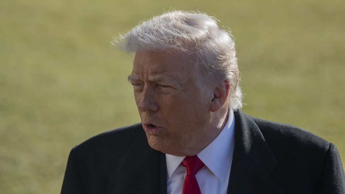 WASHINGTON DC, UNITED STATES - JANUARY 13 : United States President Donald Trump speaks to the press before his departure the White House en route Detroit, Michigan on January 13, 2026, in Washington DC, United States. (Photo by Celal Gunes/Anadolu via Getty Images)