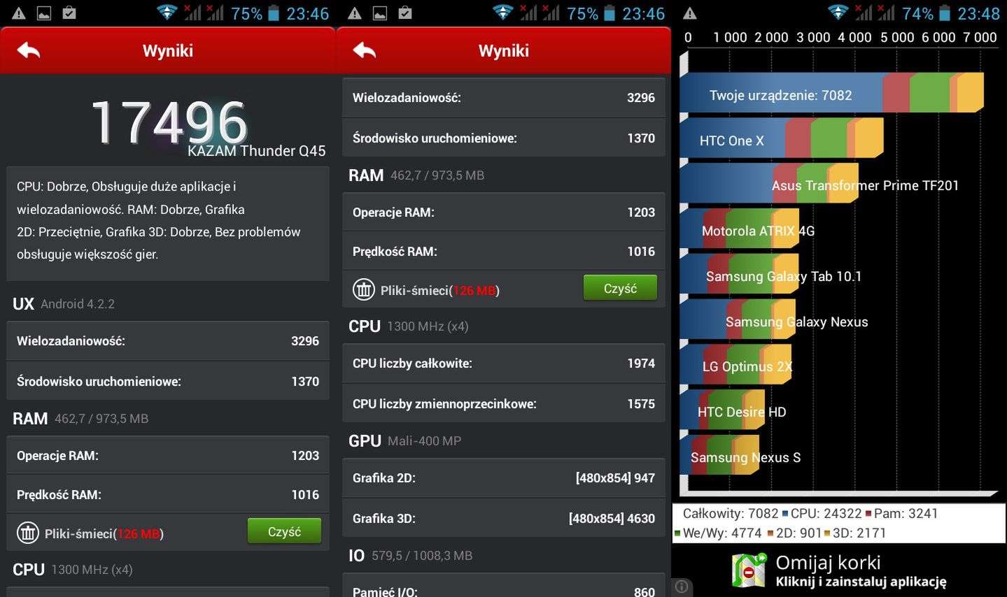 Thunder Q4.5 i Trooper X5.0. Test smartfonów Kazam 11