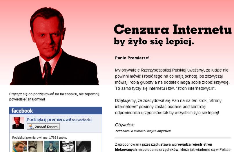 Podziekujpremierowi.pl - dołącz do antyfanklubu pierwszego cenzora III RP