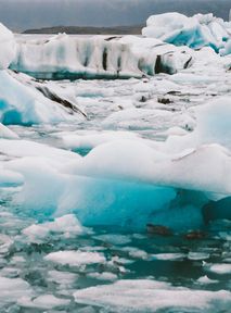 Catastrophic ice melt. Glaciers are disappearing faster and faster