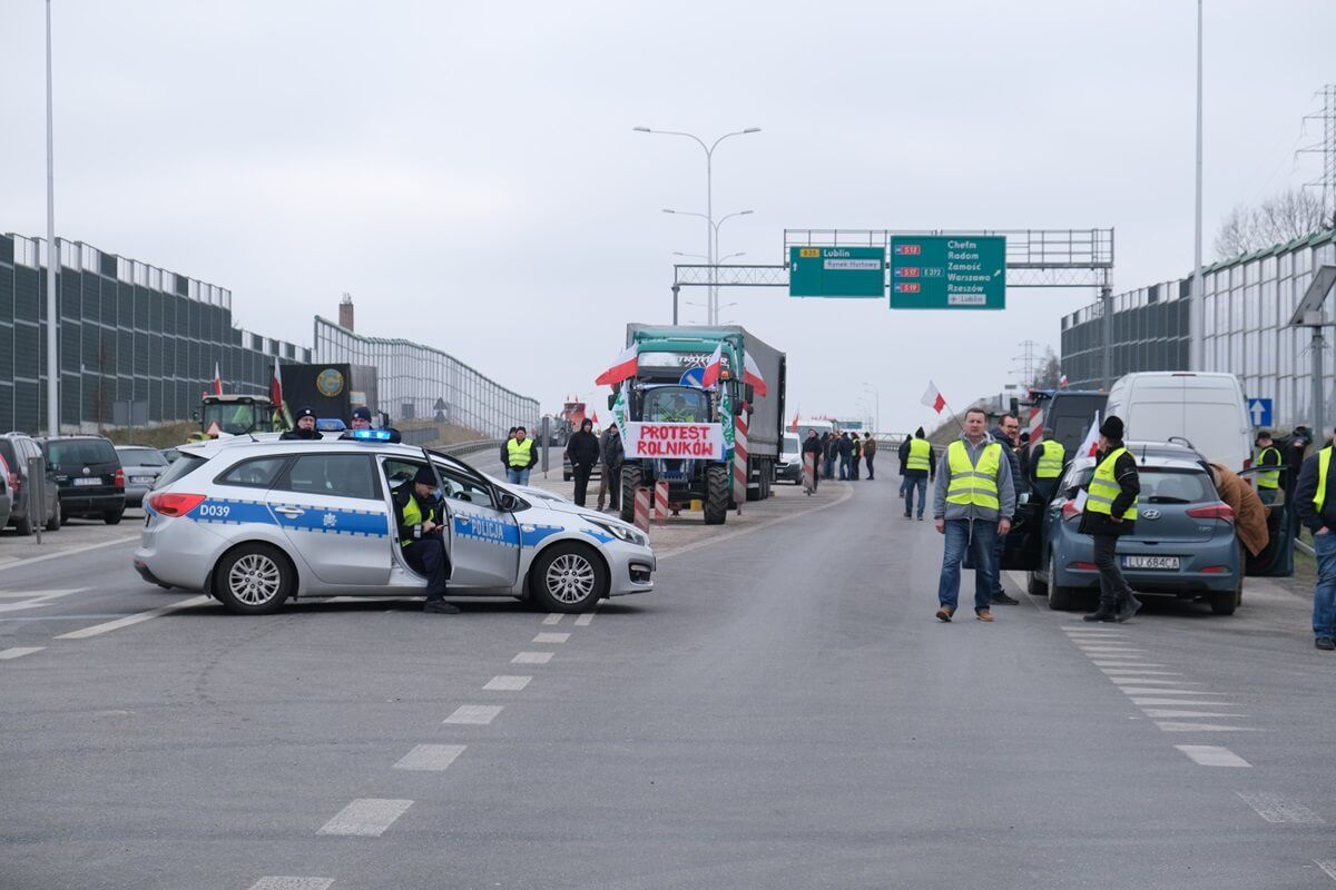 Protest rolników w Elizówce przy węźle Lublin Rudnik
