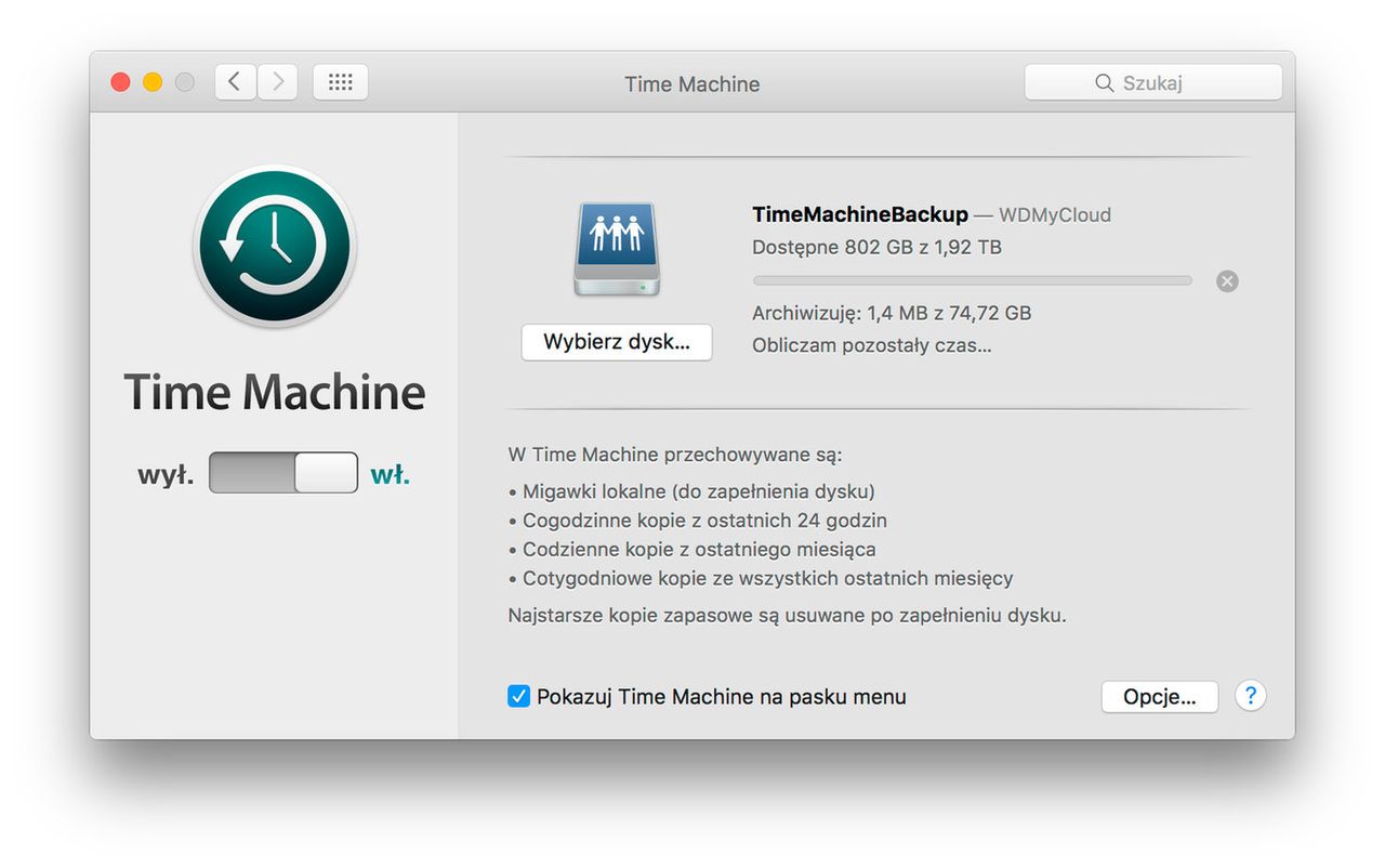 Time Machine to rewelacyjna aplikacja działająca w tle. Archiwizuje nasz dysk w komputerze i w razie jego awarii jesteśmy w stanie przywrócić wszystkie dane w przeciągu kilku godzin
