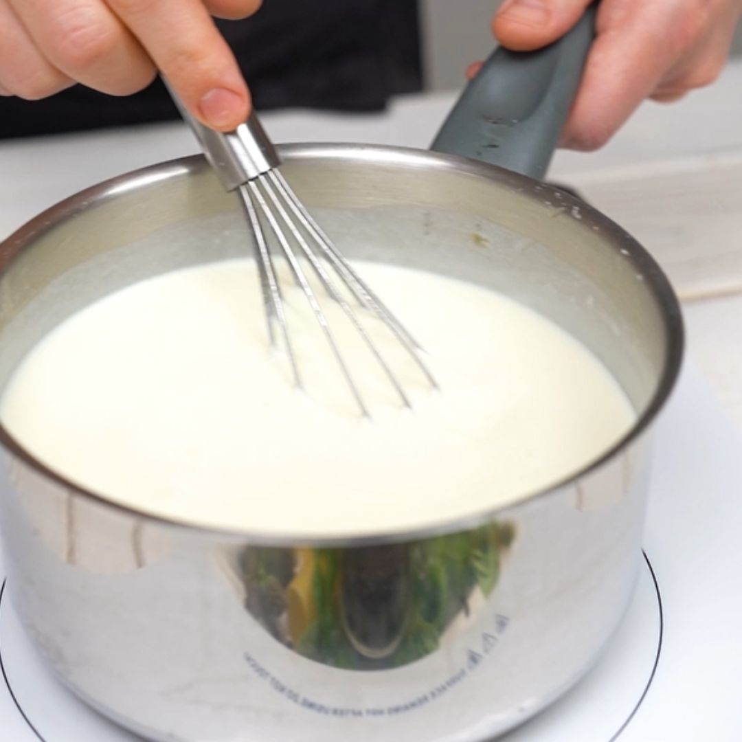 Milk also goes into the pot.