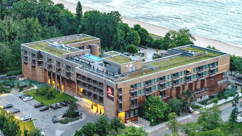 Hotel Marriott w Sopocie z lotu ptaka 