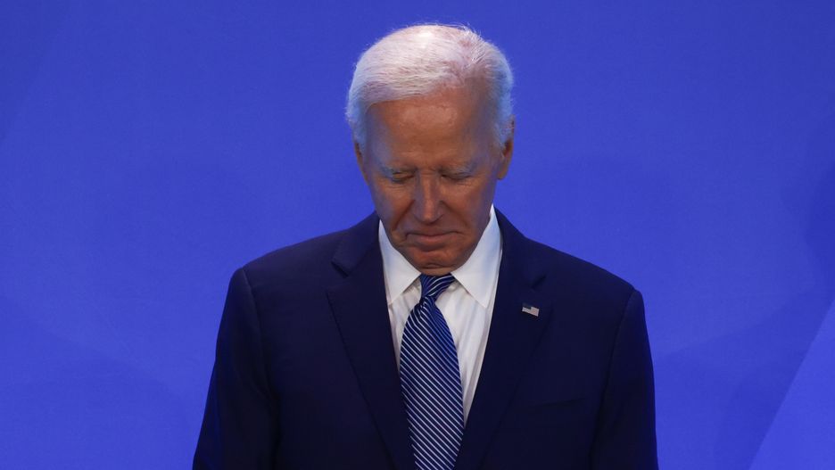 President of the United States Joe Biden during welcome ceremony of the NATO Summit in Washington DC, United States on July 10, 2024. (Photo by Jakub Porzycki/NurPhoto via Getty Images)