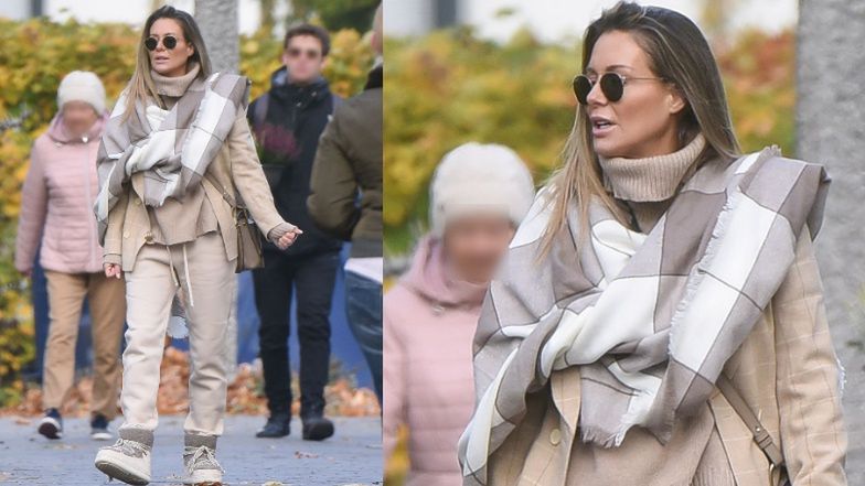 Małgorzata Rozenek z synami na cmentarzu