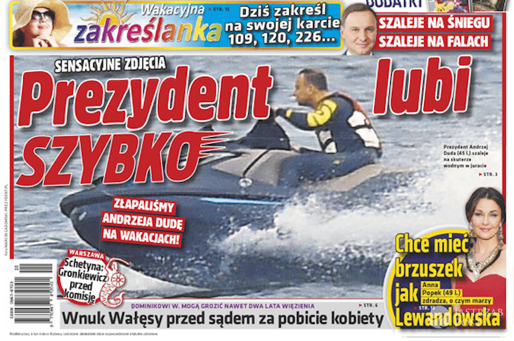 Andrzej Duda na skuterze wodnym