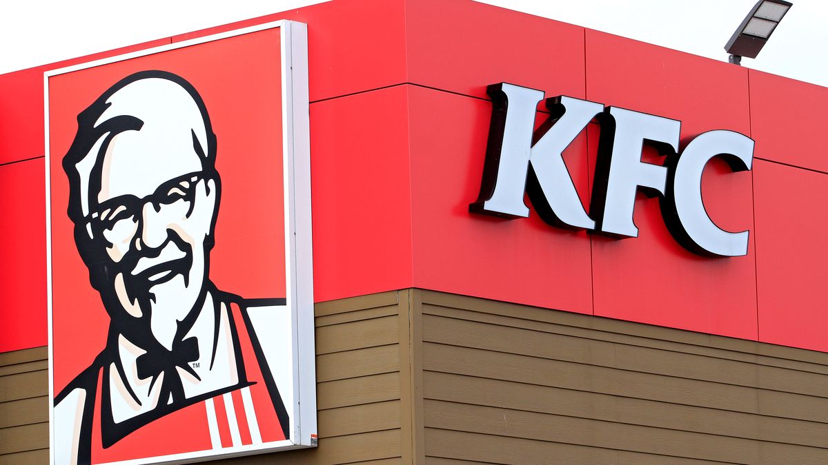 Signage for a KFC restaurant is shown in Brampton, Ontario, on November 6, 2025. (Photo by Mike Campbell/NurPhoto via Getty Images)