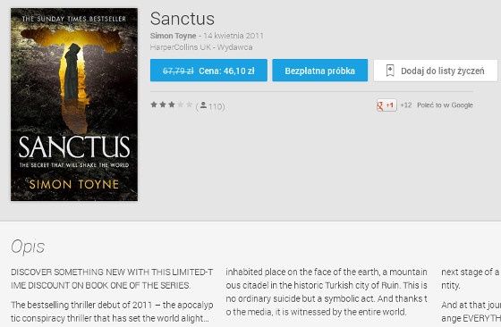 google ebook książki sklep play wygląd sanctus kupno