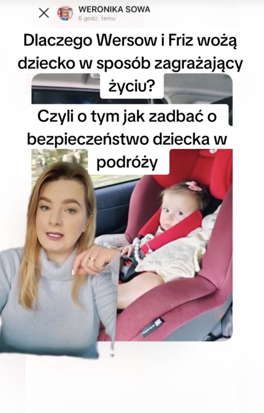 Tiktokerka puntkuje wady fotelika używanego przez Wersow i Friza 