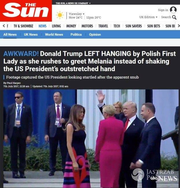 Zagraniczne media o geście Agaty Dudy wobec Donalda Trumpa