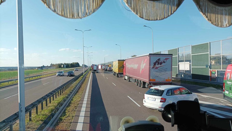 Wypadek na S12/S17 na wysokości miejscowości Janówek w kierunku Lublina