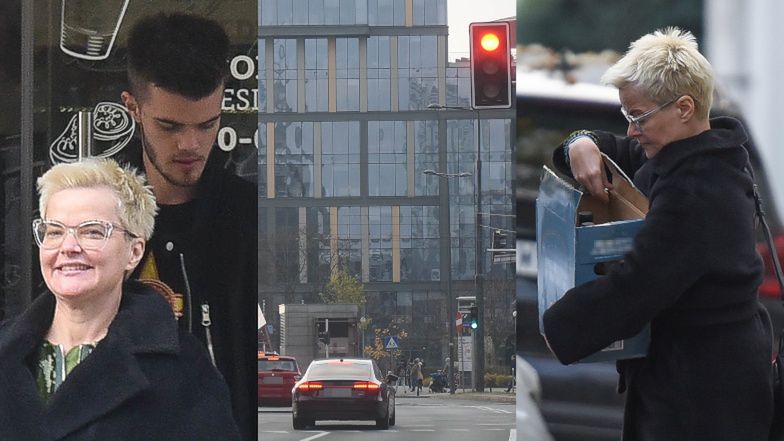 Monika Richardson gna na czerwonym świetle, aby dostarczyć karton wina do domu