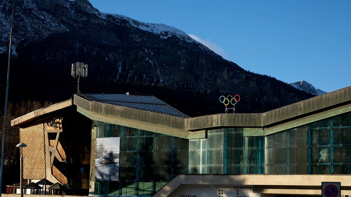 CORTINA D'AMPEZZO, ITALY - JANUARY 15: A view outside the Stadio Olimpico del Ghiaccio which will host the Olympic Curling competition on January 15, 2025 in Cortina d'Ampezzo, Italy. The Milan Cortina 2026 Winter Olympics are scheduled to take place from 6 to 22 February 2026 in the Italian cities of Milan and Cortina d'Ampezzo. (Photo by Julian Finney/Getty Images)