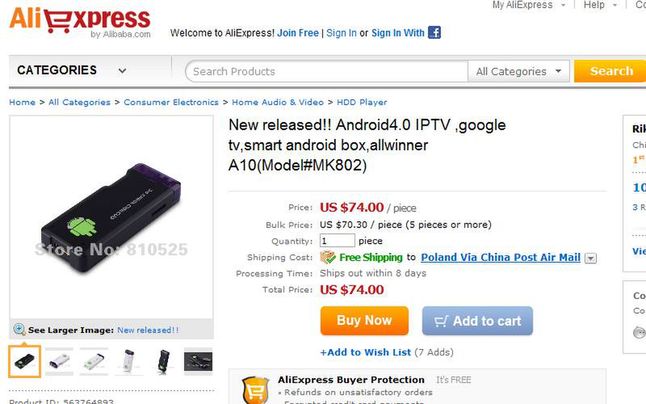 Android 4.0 Mini PC (Fot. Aliexpress.com)