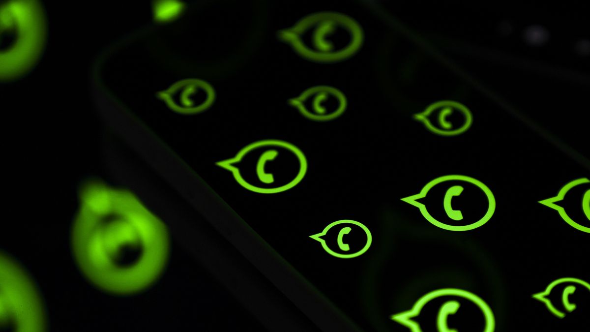 ANKARA, TURKIYE - APRIL 30: In this photo illustration the WhatsApp logo is displayed on a mobile phone screen in front of multiple WhatsApp icons in Ankara, Turkiye, on April 30, 2026. (Photo by Dilara Irem Sancar/Anadolu via Getty Images)