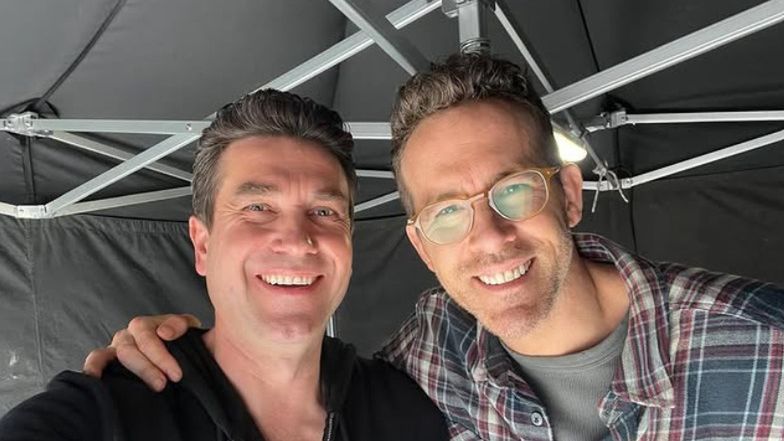 Marcin Dorociński i Ryan Reynolds na planie