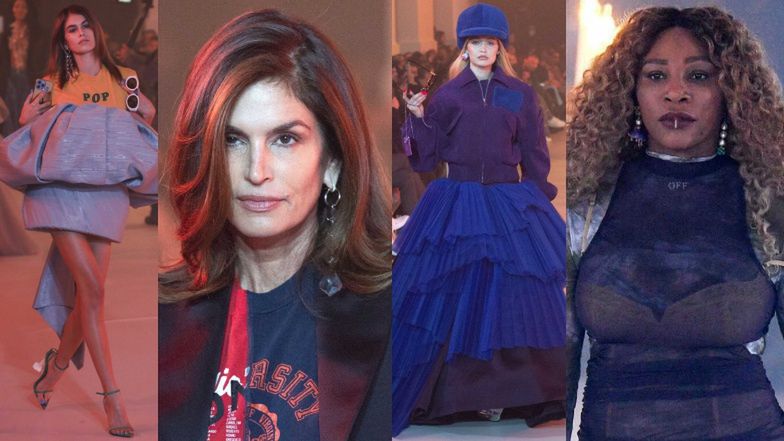 Gwiazdy na wybiegu w Paryżu: Cindy Crawford, jej córka Kaia Gerber, siostry Hadid i... Serena Williams (ZDJĘCIA)