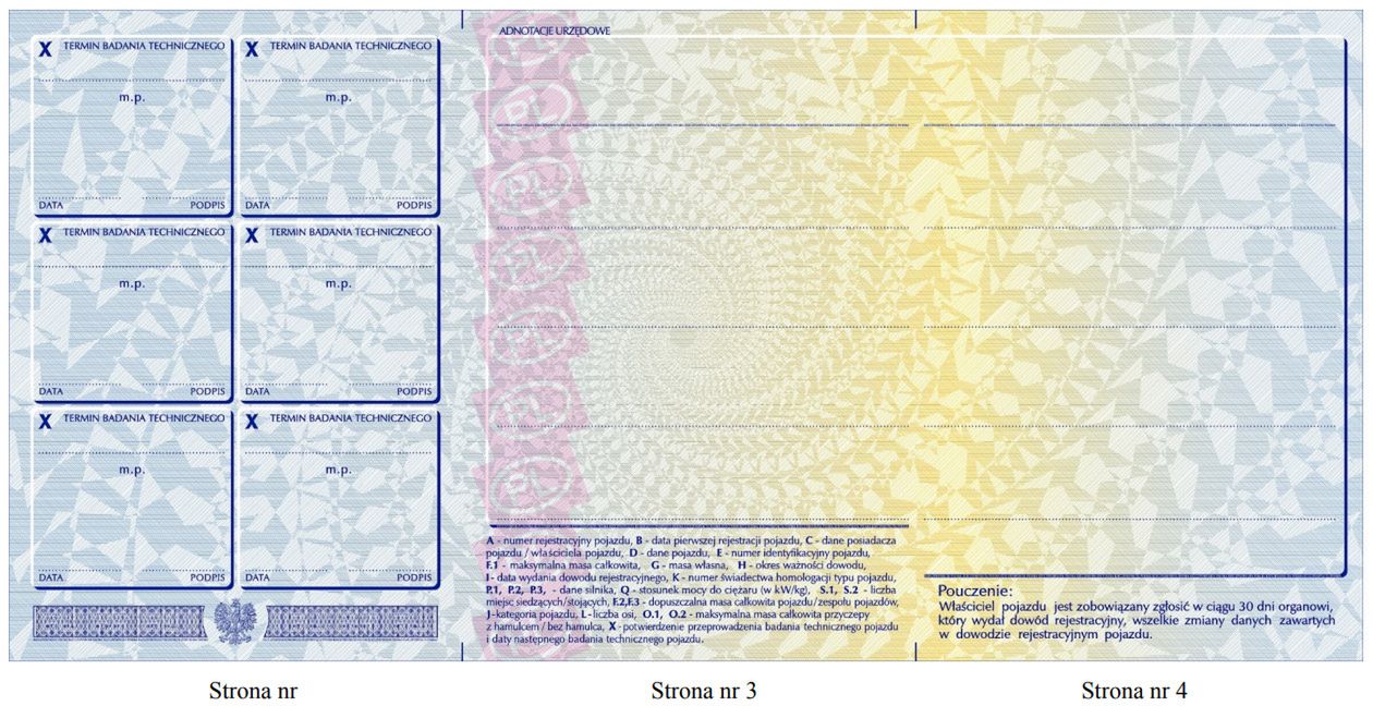 Wzór nowego dowodu rejestracyjnego