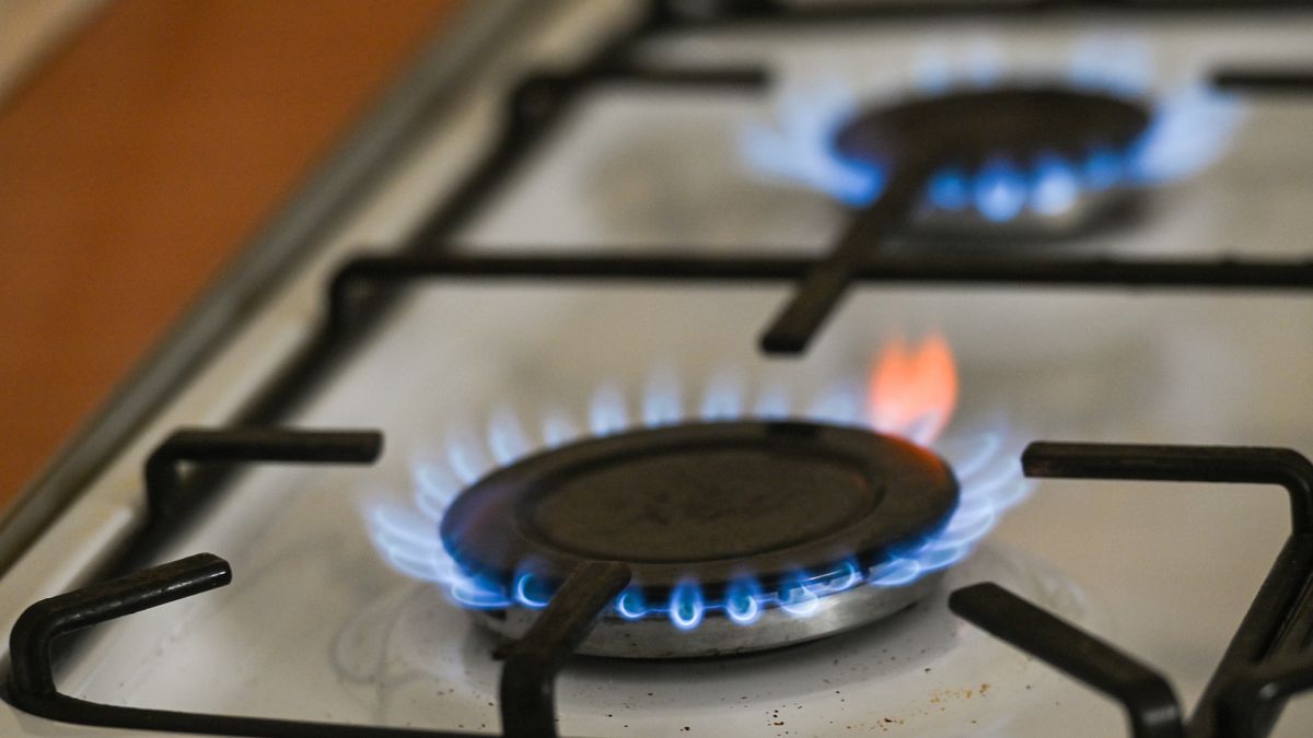 Natural gas burners on a natural-gas-burning stove. 
On Wednesday, July 20, 2022, in Rzeszow, Subcarpathian Voivodeship, Poland. (Photo by Artur Widak/NurPhoto via Getty Images)