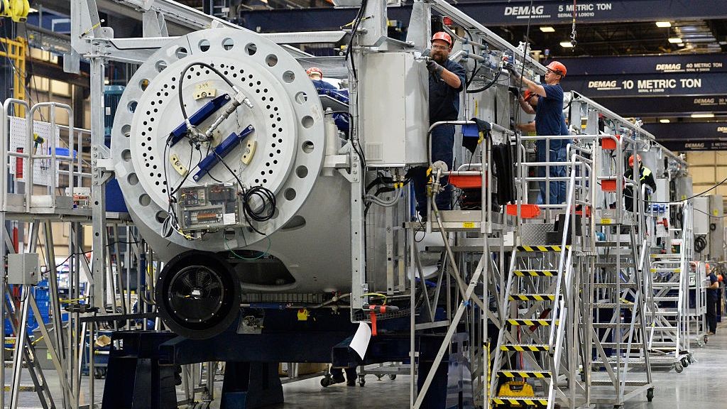 Vestas
BRIGHT0N, CO - April 12: Workers at Vestas put the finishing touches on an Nacelle, a wind turbine generator at the plant April 12, 2016. (Photo by Andy Cross/The Denver Post via Getty Images)
Andy Cross