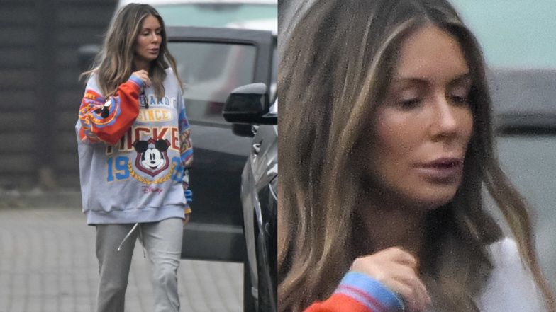 Zaspana Małgorzata Rozenek wędruje do samochodu