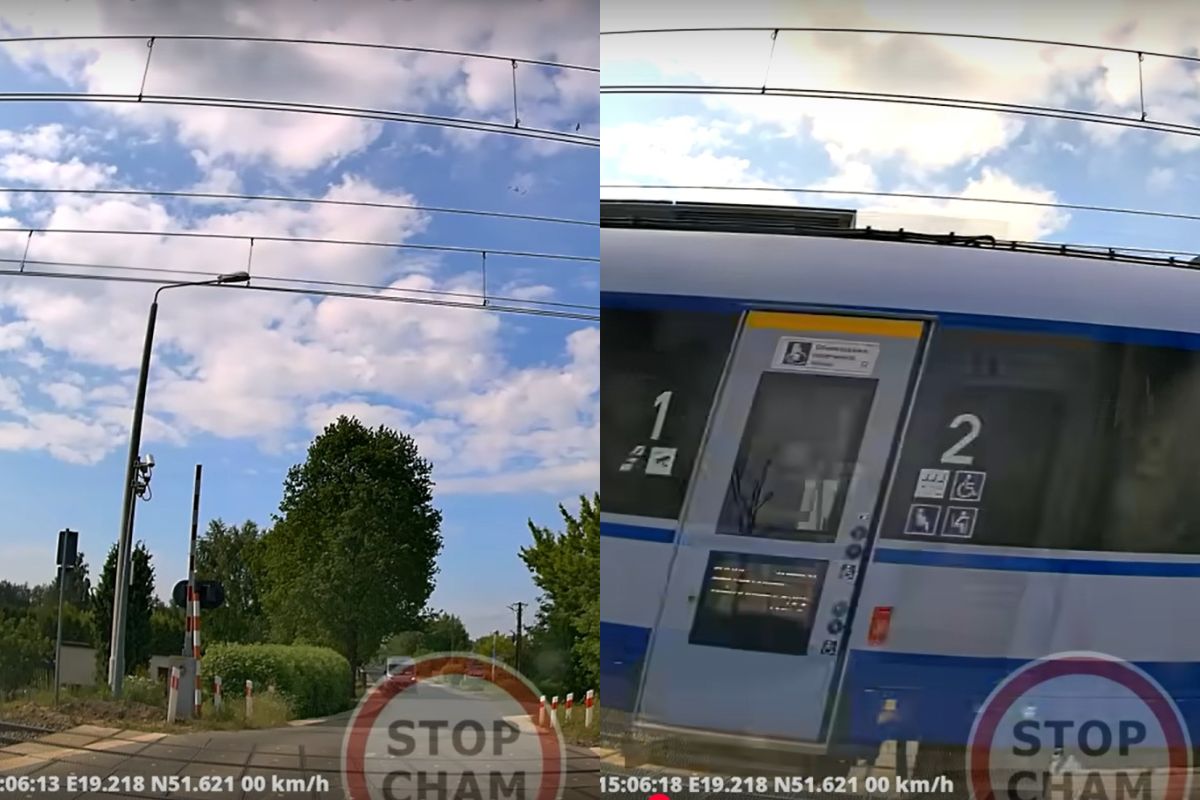 Kierowca wjechał na otwarty przejazd. Pociąg nagle się pojawił