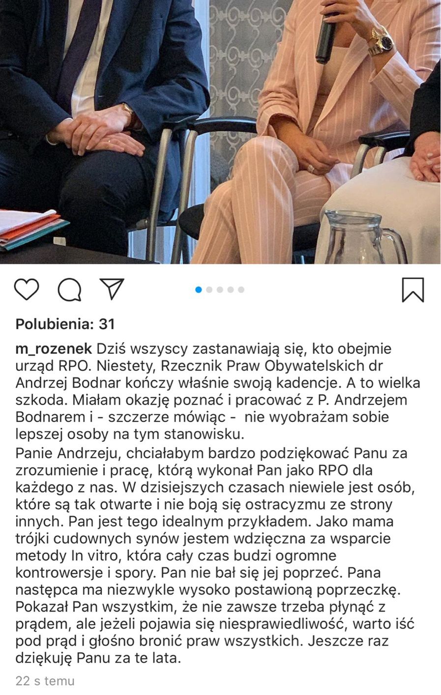 Post Małgorzaty Rozenek przed edycją
