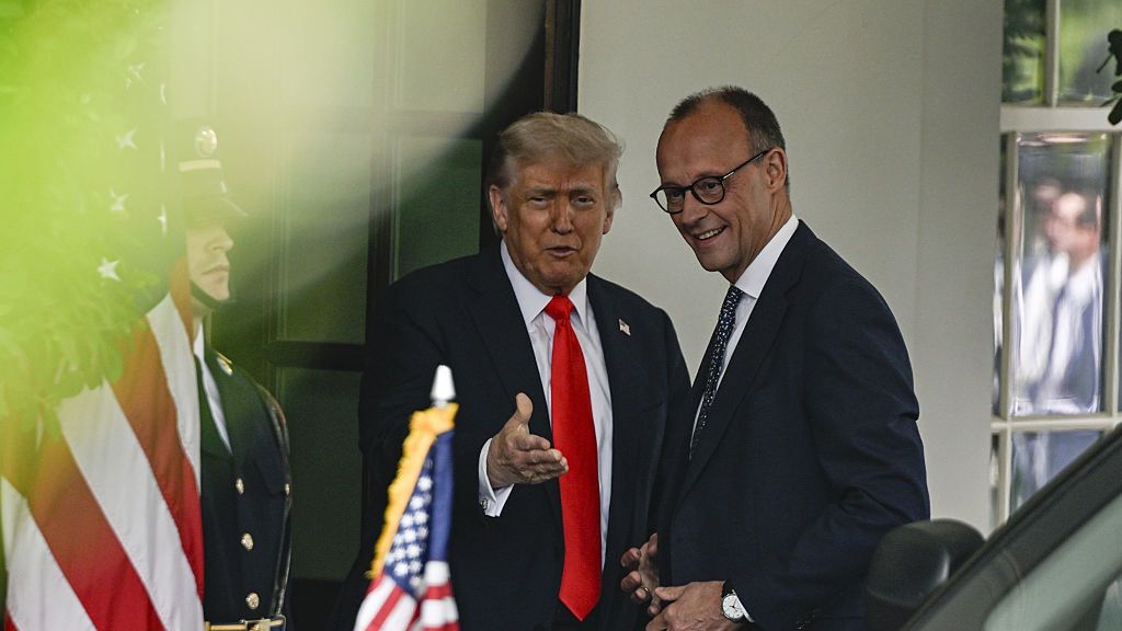 Donald Trump - Friedrich Merz meeting at the White House
WASHINGTON DC, UNITED STATES - JUNE 5: United States President Donald Trump greets the Chancellor of the Federal Republic of Germany Friedrich Merz as he arrives at the White House in Washington, DC on June 5, 2025. (Photo by Celal Gunes/Anadolu via Getty Images)
Anadolu
united states, white house, united states president, official meeting, washington, donald trump