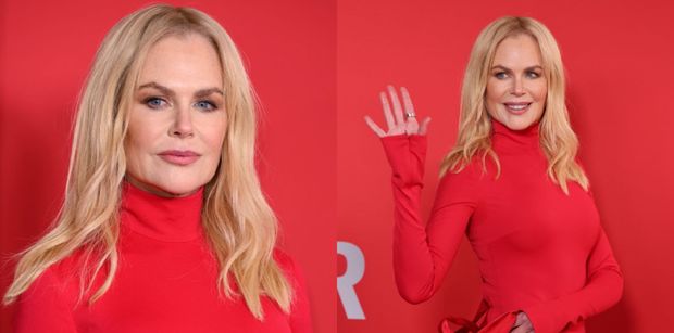 Nicole Kidman z idealnie wygładzoną twarzą olśniewa na gali w soczystej czerwieni