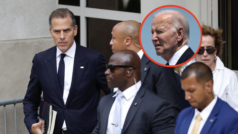 Hunter Biden opuszcza w otoczeniu ochrony i prawników budynek sądu w Wilmington