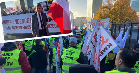 Protest "S" w Luksemburgu. Bąkiewicz wśród związkowców