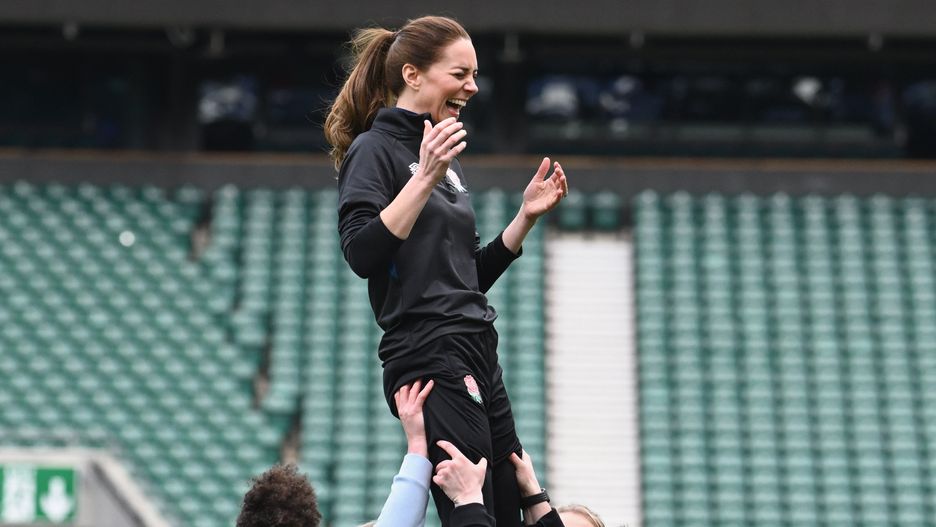 The Duchess of Cambridge Joins England Rugby Training SessionLONDON, ENGLAND - FEBRUARY 02: Catherine, Duchess of Cambridge takes part in an England rugby training session, after becoming Patron of the Rugby Football Union at Twickenham Stadium on February 02, 2022 in London, England. (Photo by Karwai Tang/WireImage)Karwai Tang