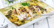 Filety z sandacza pieczone w zielonym pesto