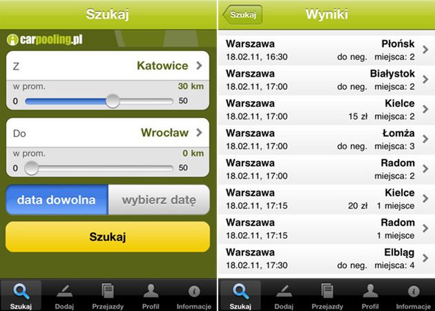 Nowa aplikacja na iPhone’a serwisu carpooling.pl