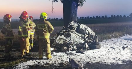 Makabryczny wypadek. Kierowca spłonął we wraku samochodu