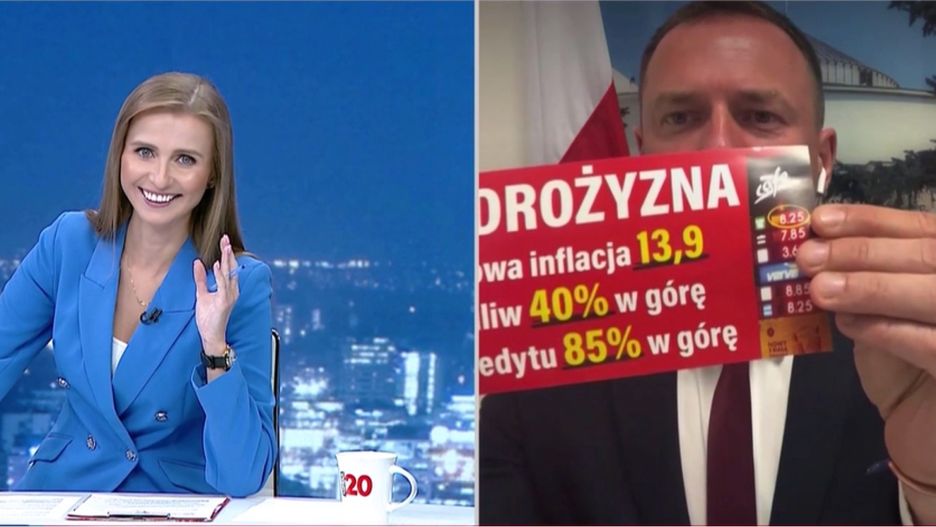 Prowadząca program w TVP Info nie kryła rozbawienia zachowaniem gościa