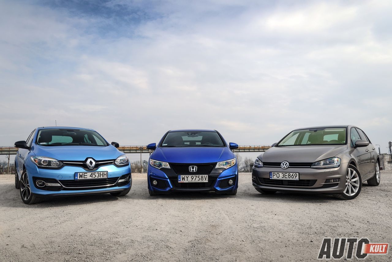 Renault Megane, Honda Civic i Volkswagen Golf - trzy bardzo popularne kompakty, a każdy z nich tak naprawdę inny...