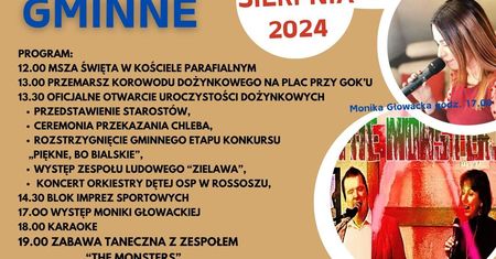 Dożynki w Rossoszu 2024. W programie występy lokalnych artystów i zaproszonych zespołów