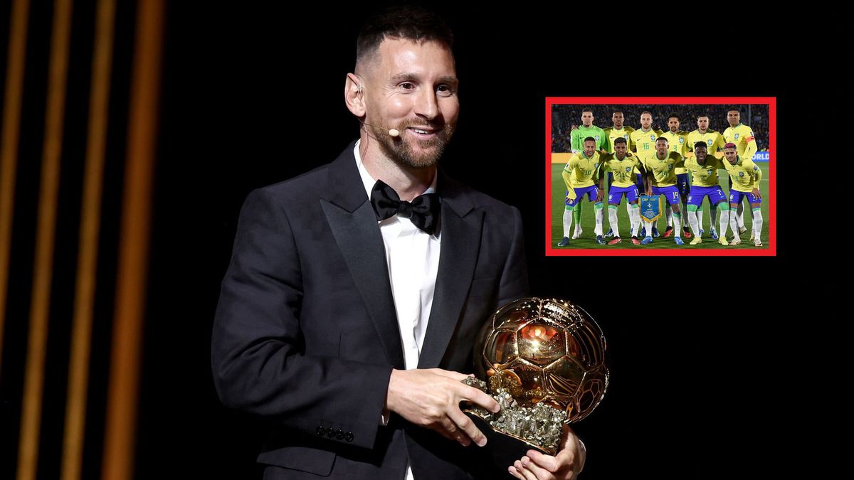 Na zdjęciu: Lionel Messi, w ramce piłkarze reprezentacji Brazylii
