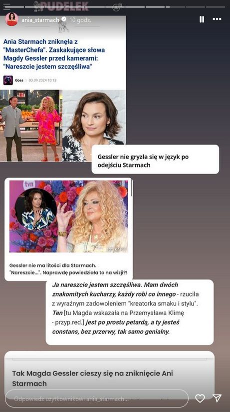 Anna Starmach odpowiada Magdzie Gessler