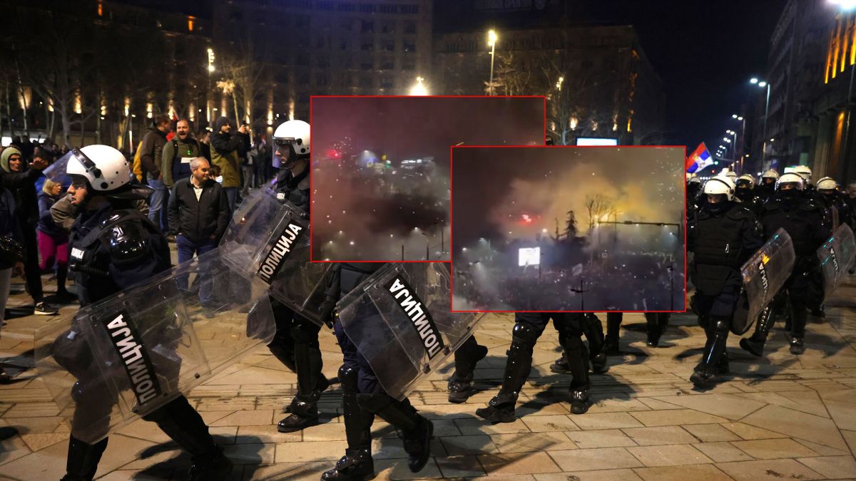 Protestujący w Belgradzie zaatakowali policjantów