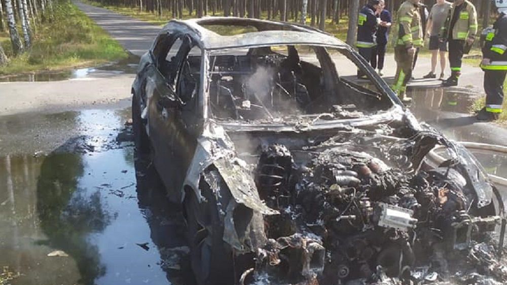 Auto grzybiarzy spłonęło 