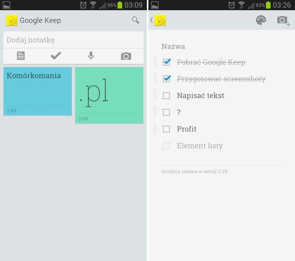 Google Keep - notatnik Google'a dla Androida. Wreszcie